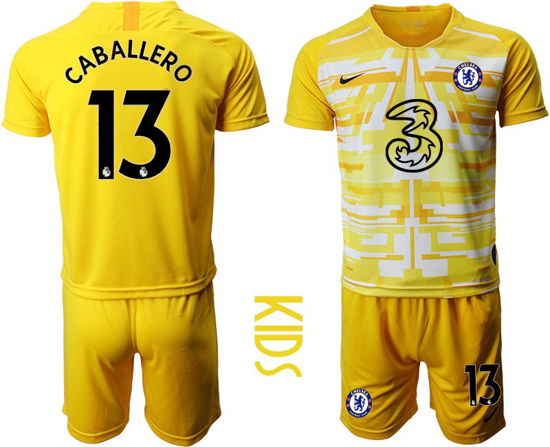 Youth 2020-2021 club Chelsea yellow goalkeeper #13 Soccer Jerseys